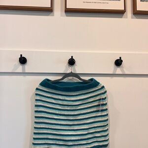 Striped Teal and White Knit Skirt
